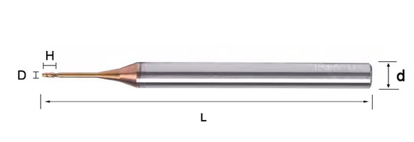 GM Micro Long Reach Flat End Mill Specifications (D0.3-D0.9mm)