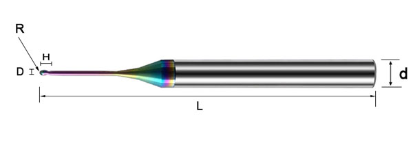 ALC Micro Long Reach Ball Nose Specifications (R0.05-R0.45mm)